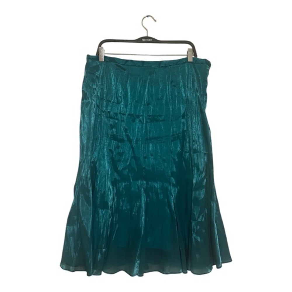 Joseph Ribkoff Vintage Skirt Crinkle Satin Taffeta Hunter Green Mid Calf Size 16